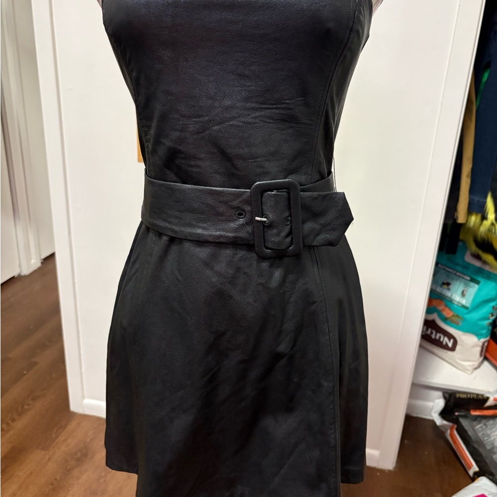 Amanda Uprichard Black Strapless Belted Dress